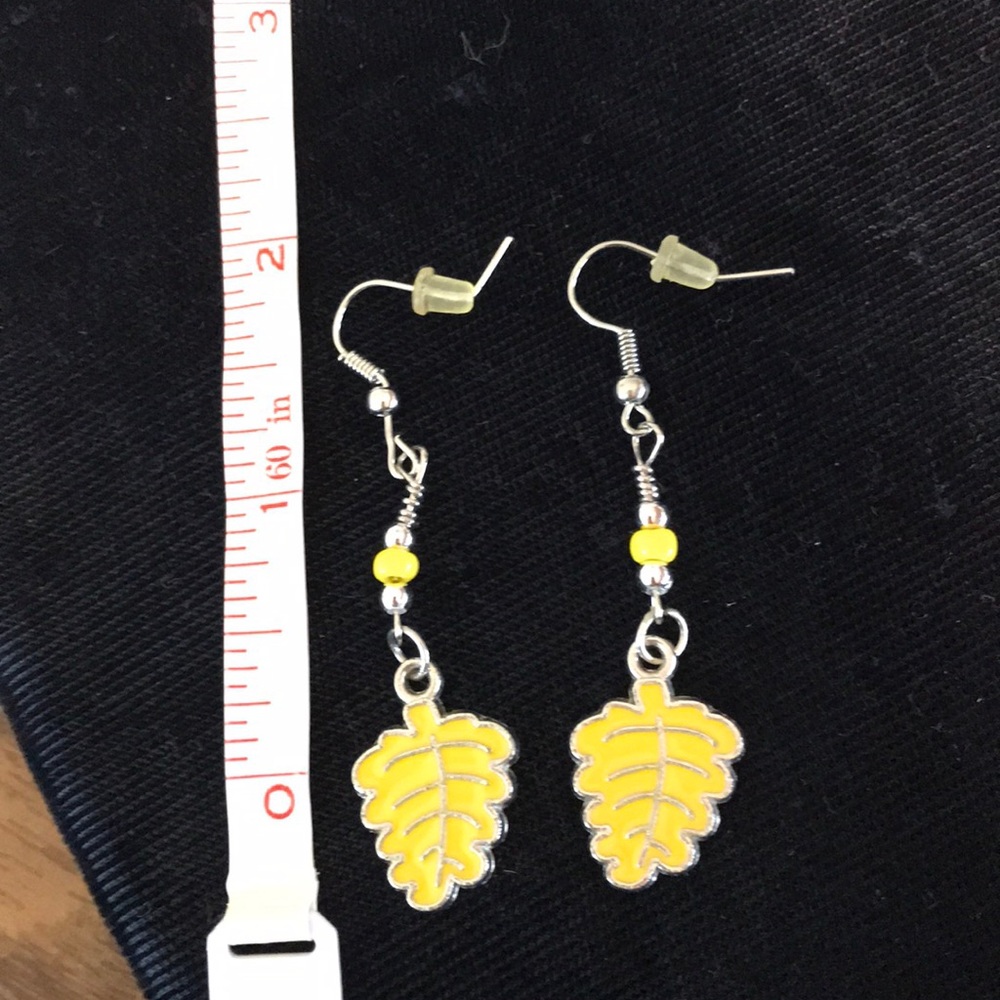 Handmade yellow leaf earrings
